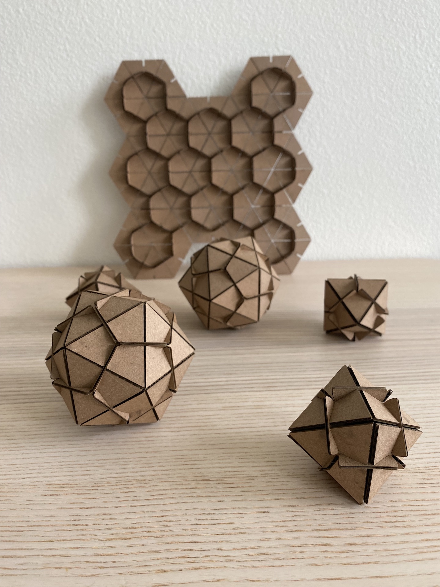 Collection of laser cut press fit cardboard shapes